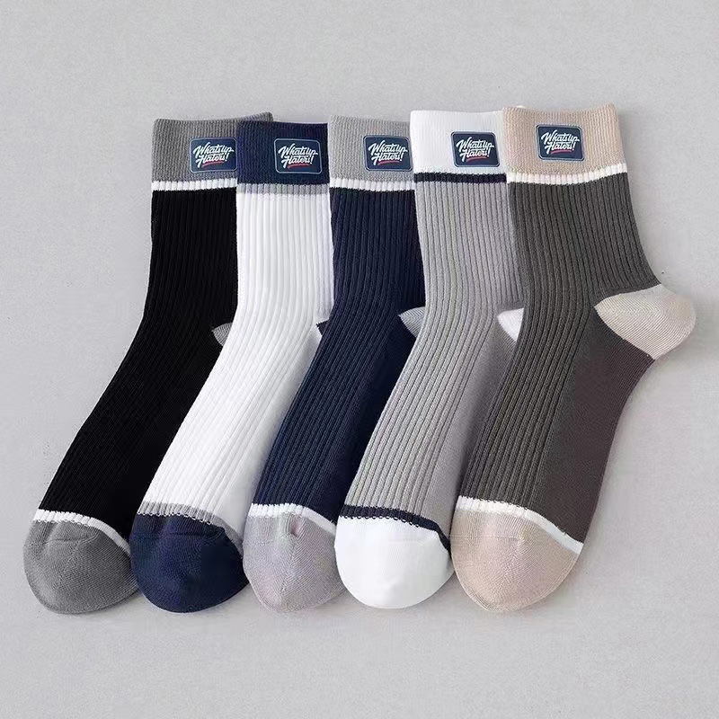 Athletic Crew Socks 3 Pairs Multicolor Cotton Blend Comfort Fit